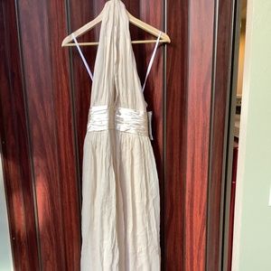 Cream/light taupe full-length dress.